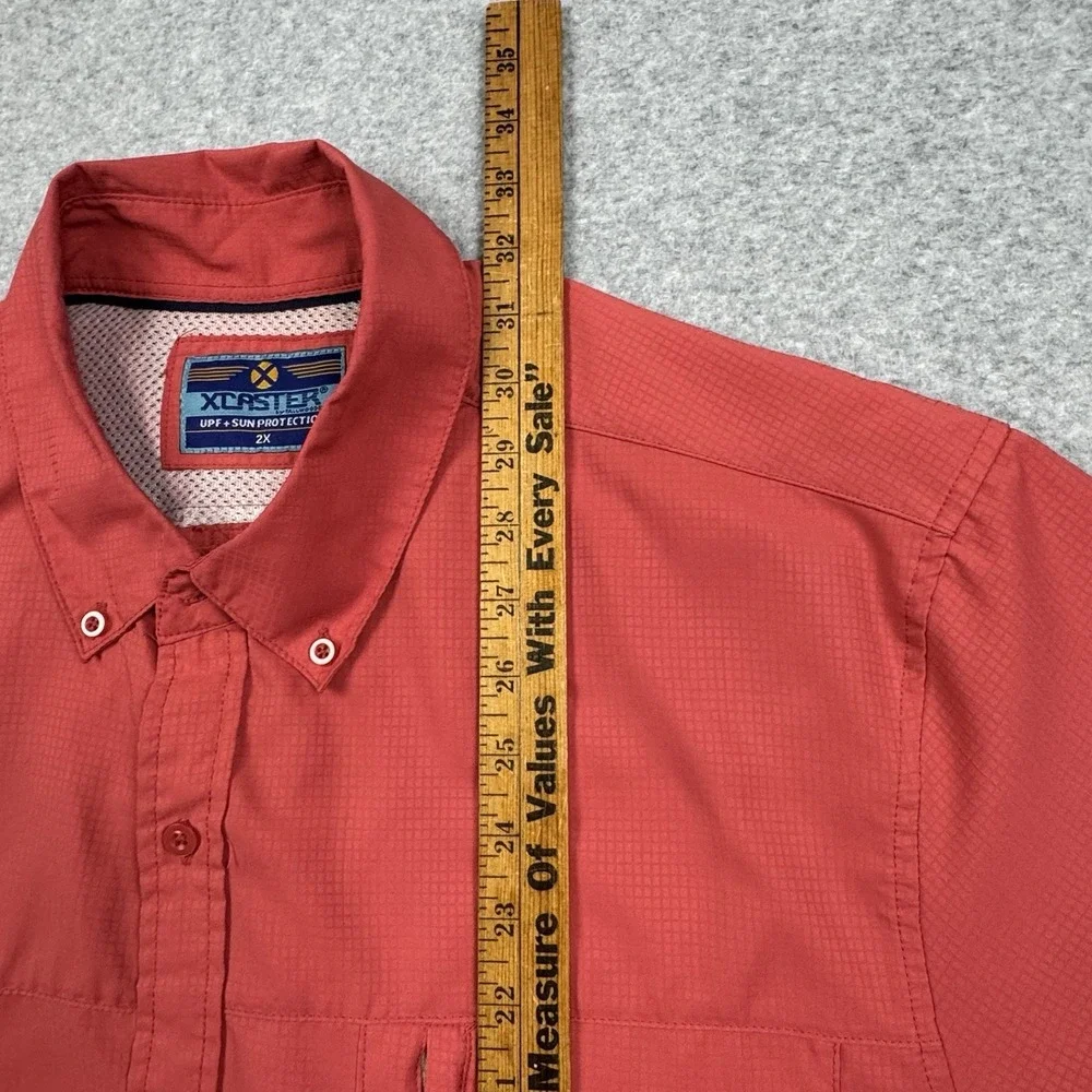 XCaster Outdoor Vented Fishing Shirt Men's XXL UPF + Sun Protection Coral Red - Picture 6 of 9